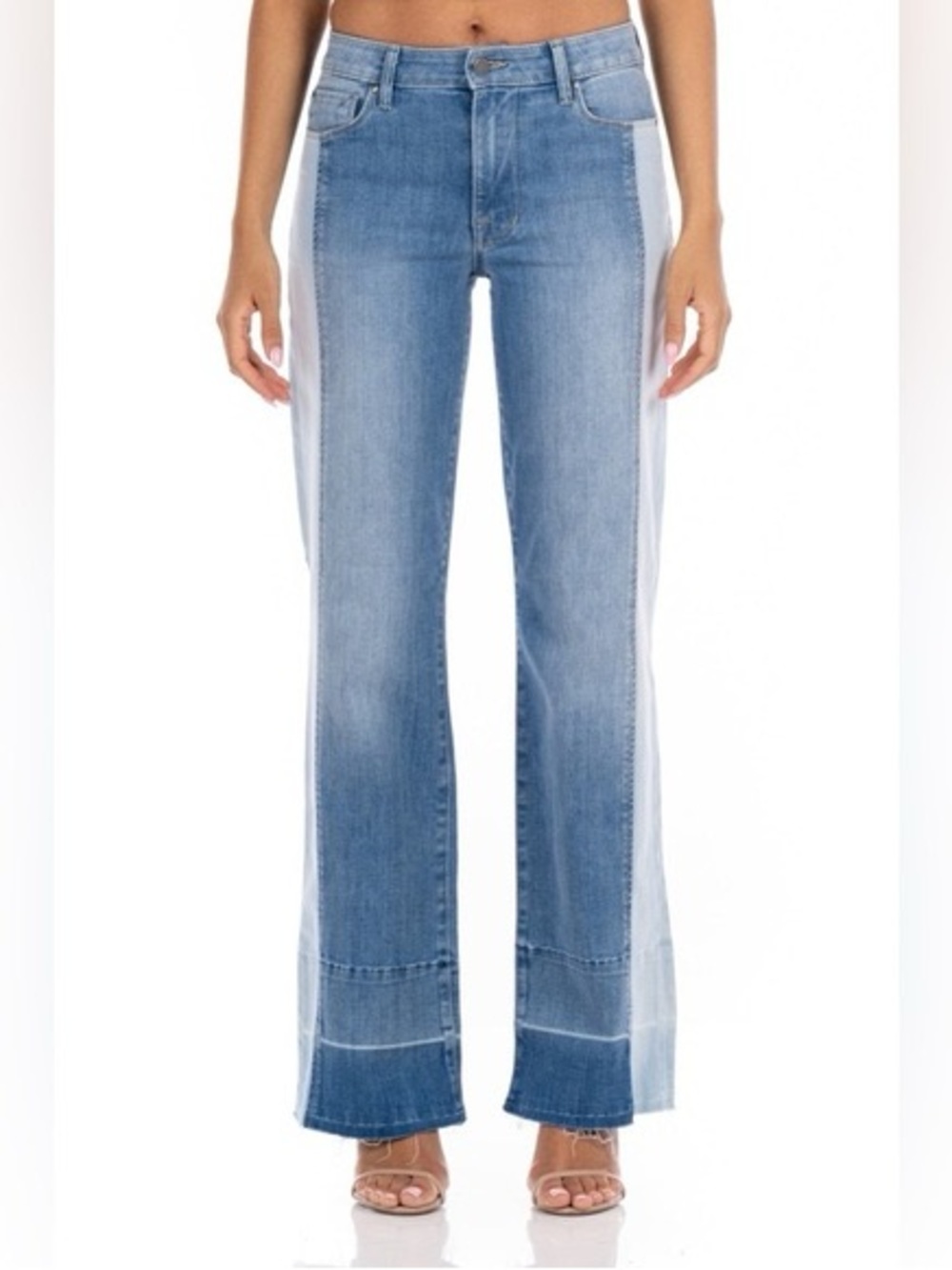 Fidelity Denim Katie Light and Medium Wash Two-Tone High Rise trouser Jeans 26